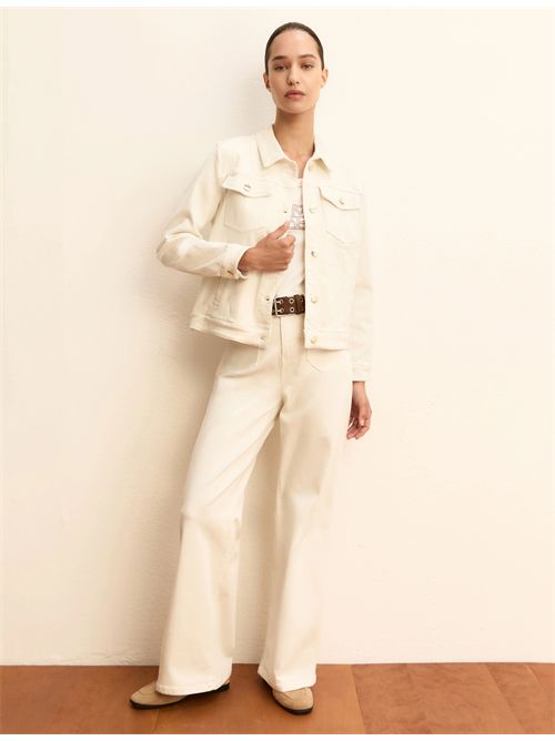 Pantalone in gabardina stretch - BIANCO LANA EMME MARELLA | EMMBASCHI498/001